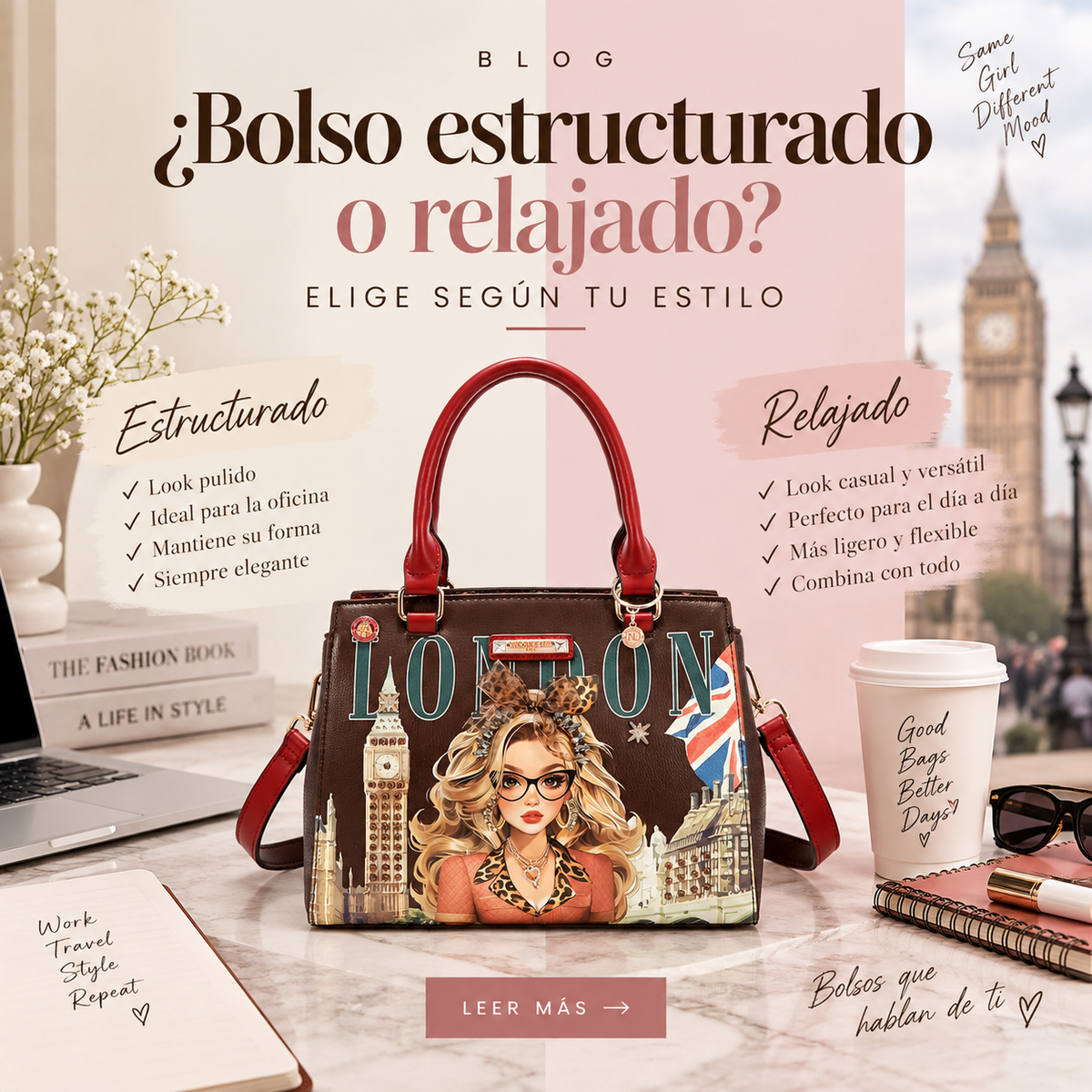 ¿Bolso estructurado o relajado? Elige según tu estilo