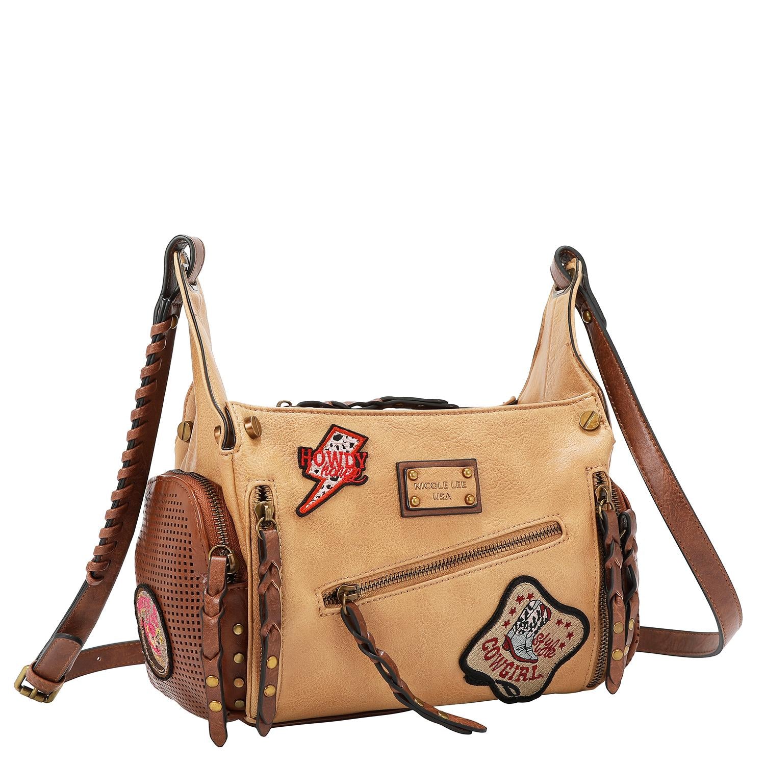 Bolsa shoulder Nicole Lee vintage con parches FW25