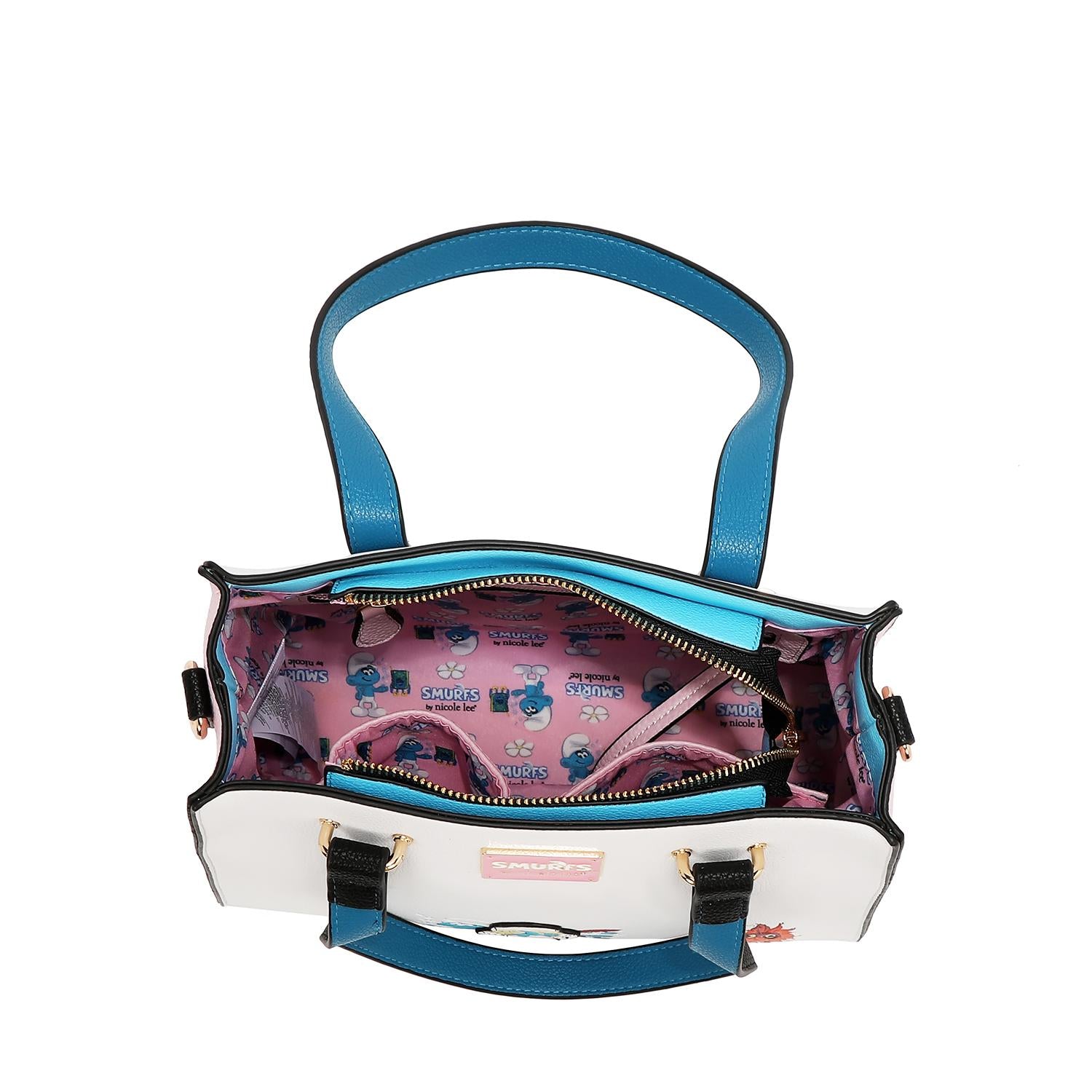Bolsa Satchel Estampada Smurfs by Nicole Lee FW25