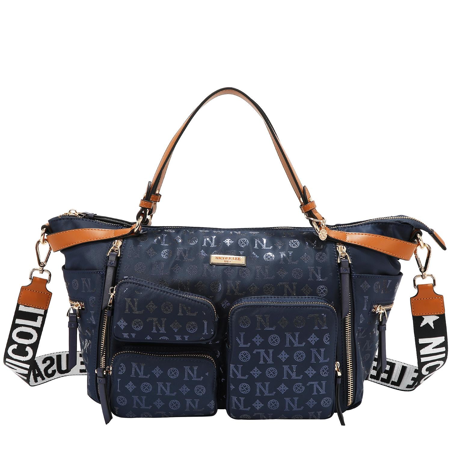 Bolsa satchel Nicole Lee de nylon holográfica FW25