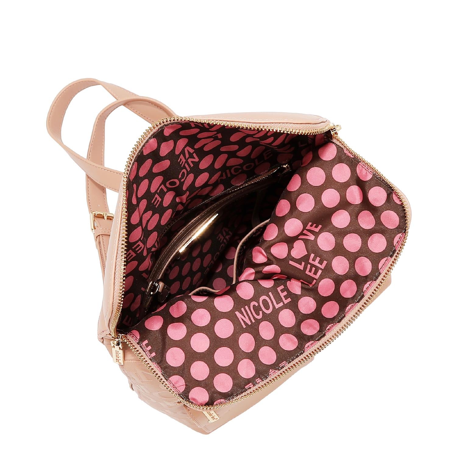 Mochila Nicole Lee Con Relieve Y Bolsitas Al Frente Fw25