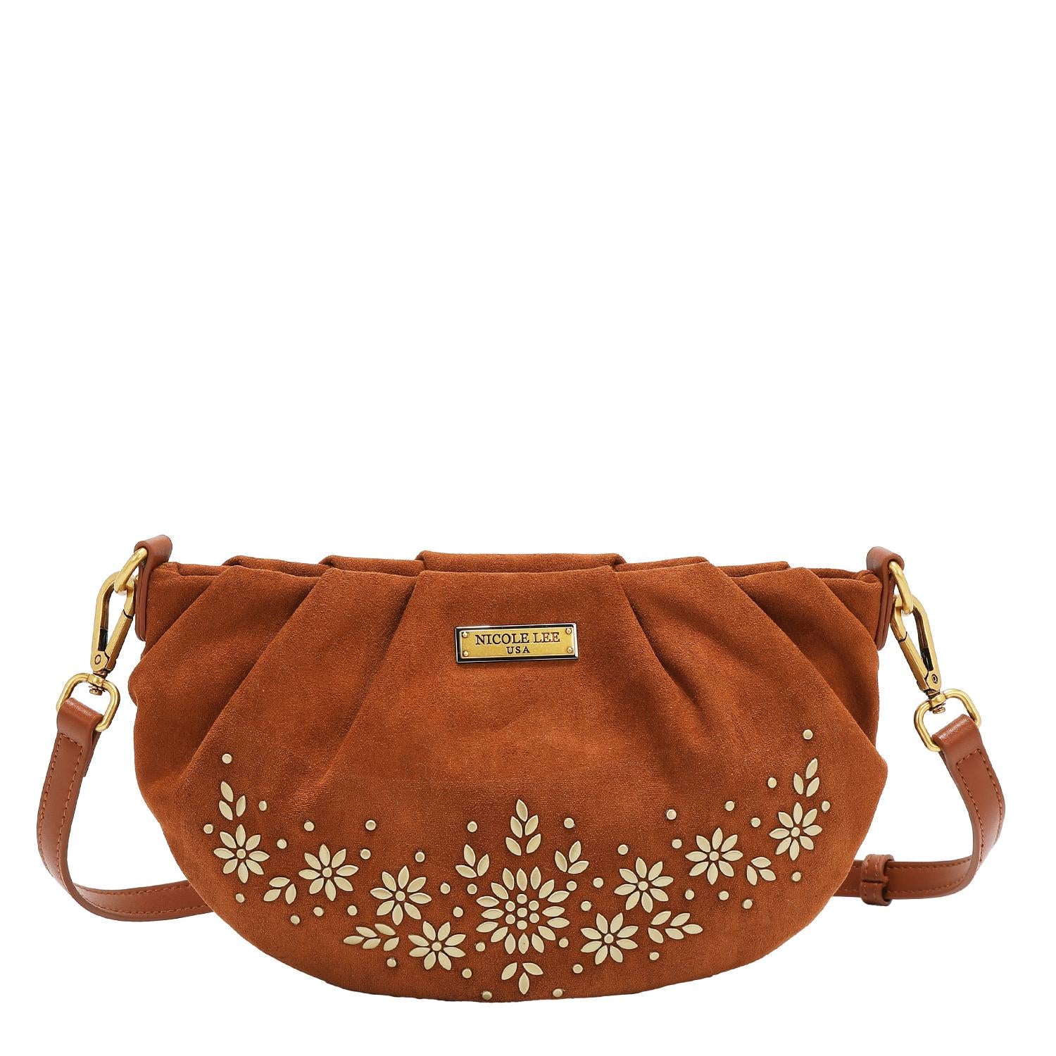 Bolsa cruzada Nicole Lee de gamuza con flores y hojas FW25