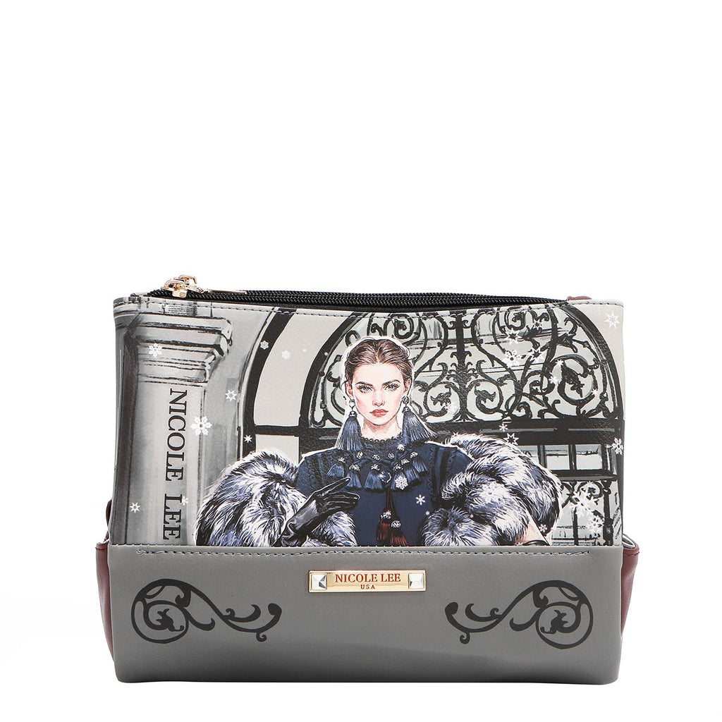 Cosmetiquera Nicole Lee de tres cierres print Moda FW25