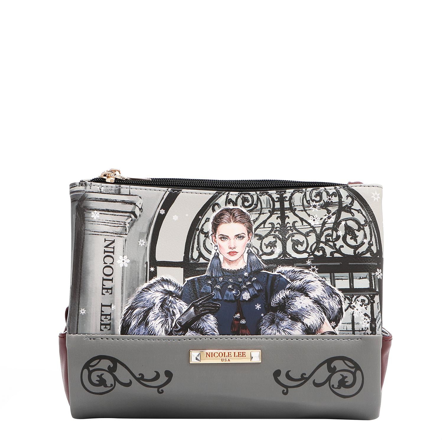 Cosmetiquera Nicole Lee de tres cierres print Moda FW25