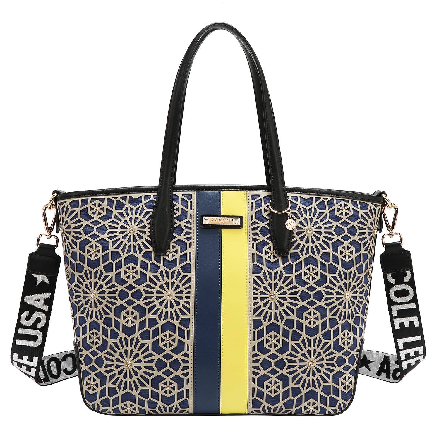Bolsa tote Nicole Lee en corte láser y pedrería FW25