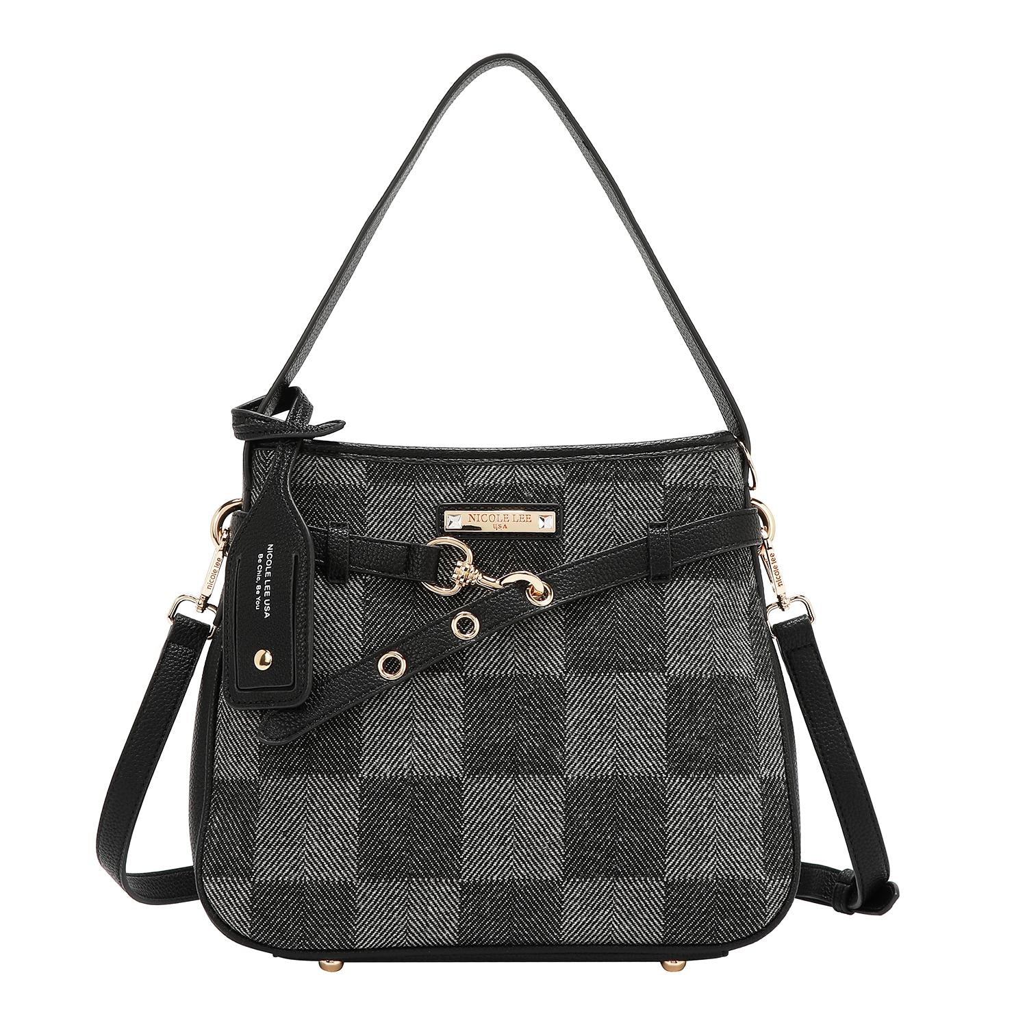 Bolsa hobo Nicole Lee estampado de cuadros FW25