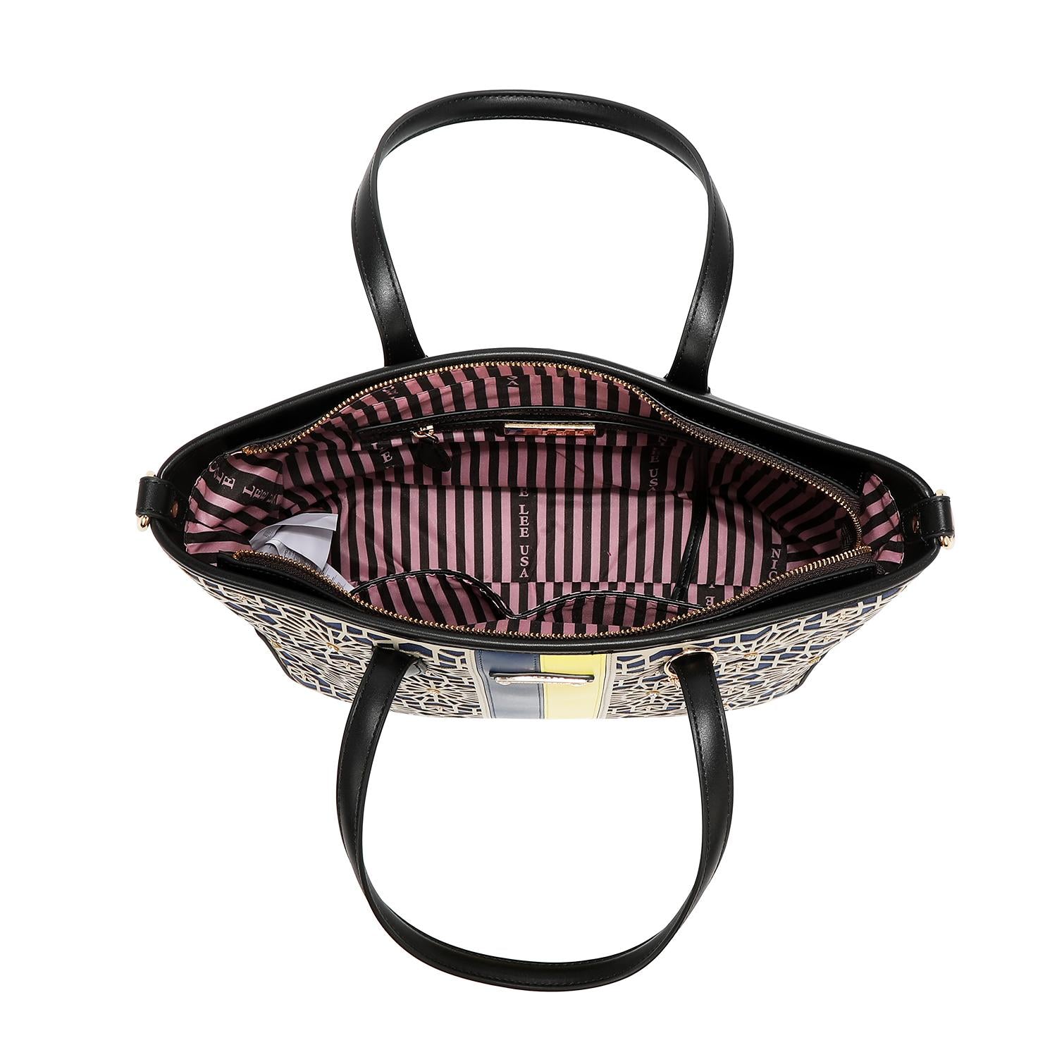 Bolsa tote Nicole Lee en corte láser y pedrería FW25