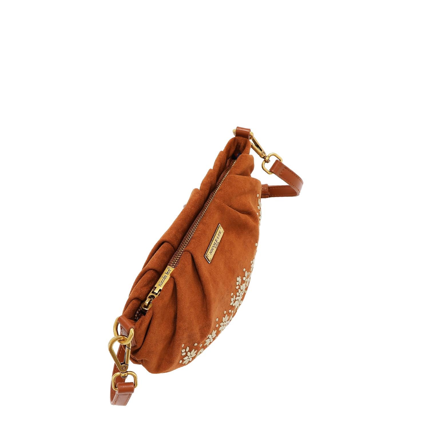 Bolsa cruzada Nicole Lee de gamuza con flores y hojas FW25