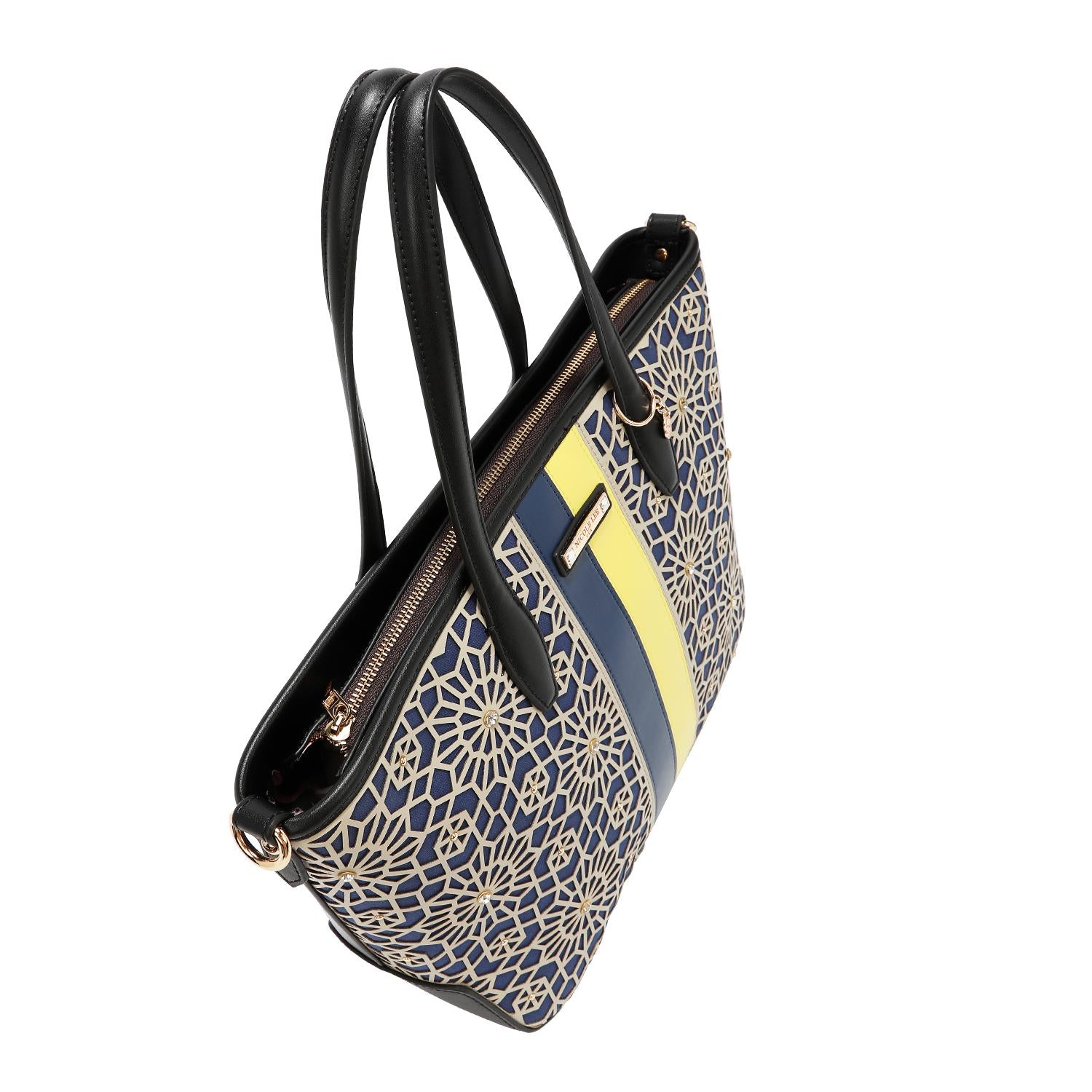Bolsa tote Nicole Lee en corte láser y pedrería FW25