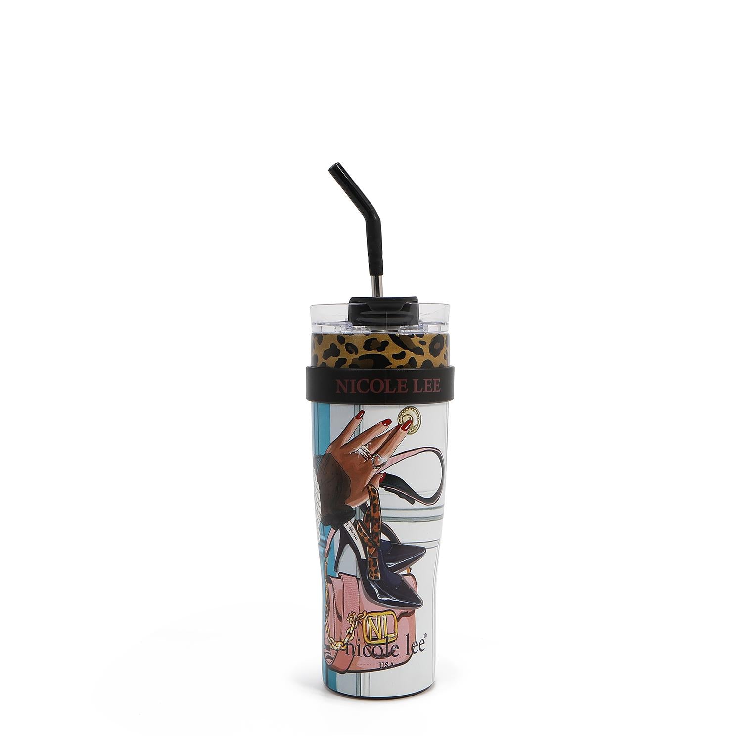 Termo Nicole Lee De Acero Con Popote 1.2L Emotion SS26
