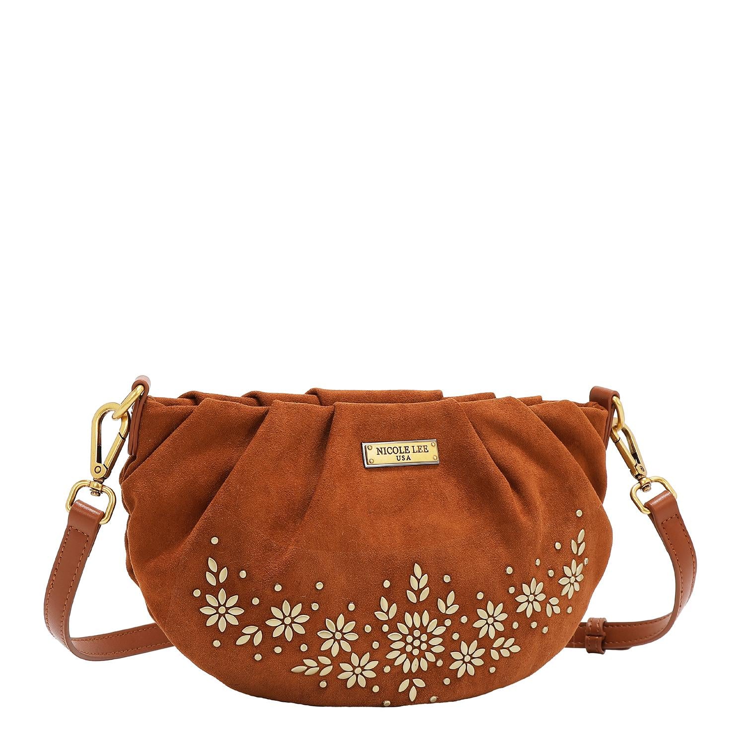 Bolsa cruzada Nicole Lee de gamuza con flores y hojas FW25