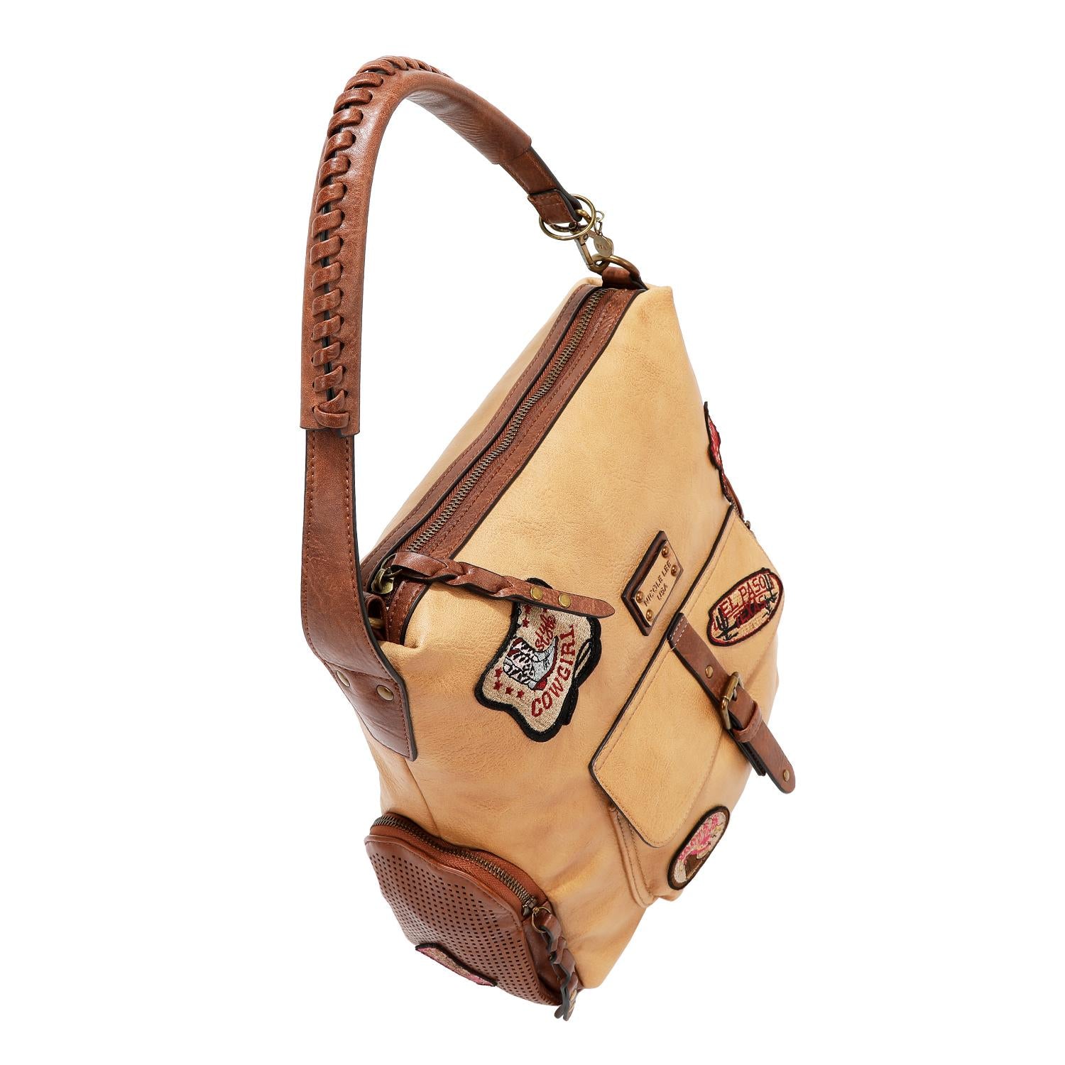 Bolsa shopper Nicole Lee vintage con parches FW25