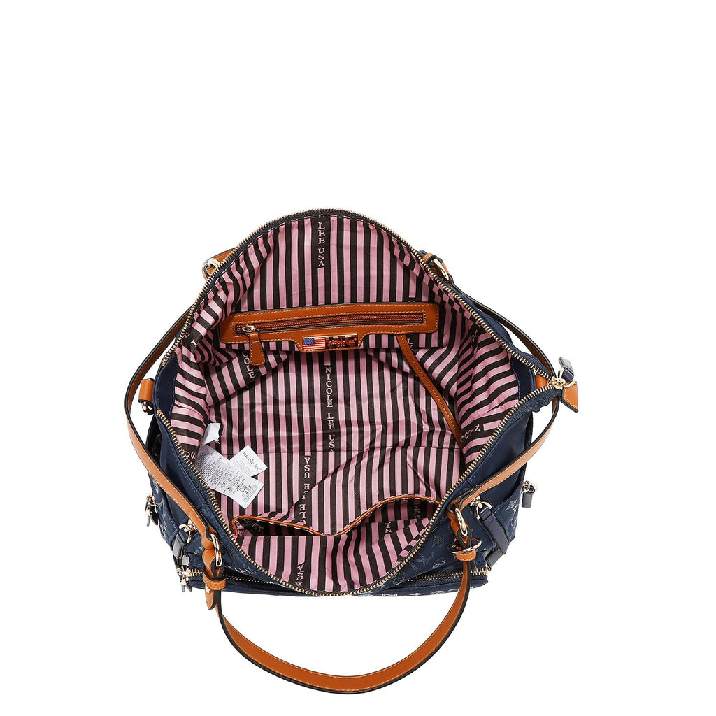 Bolsa satchel Nicole Lee de nylon holográfica FW25