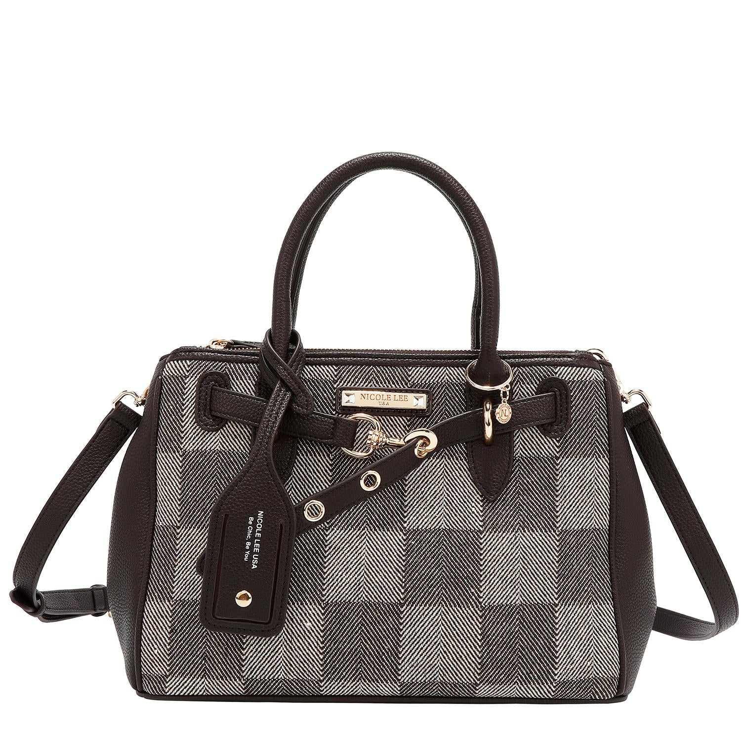 Bolsa satchel Nicole Lee estampado de cuadros FW25