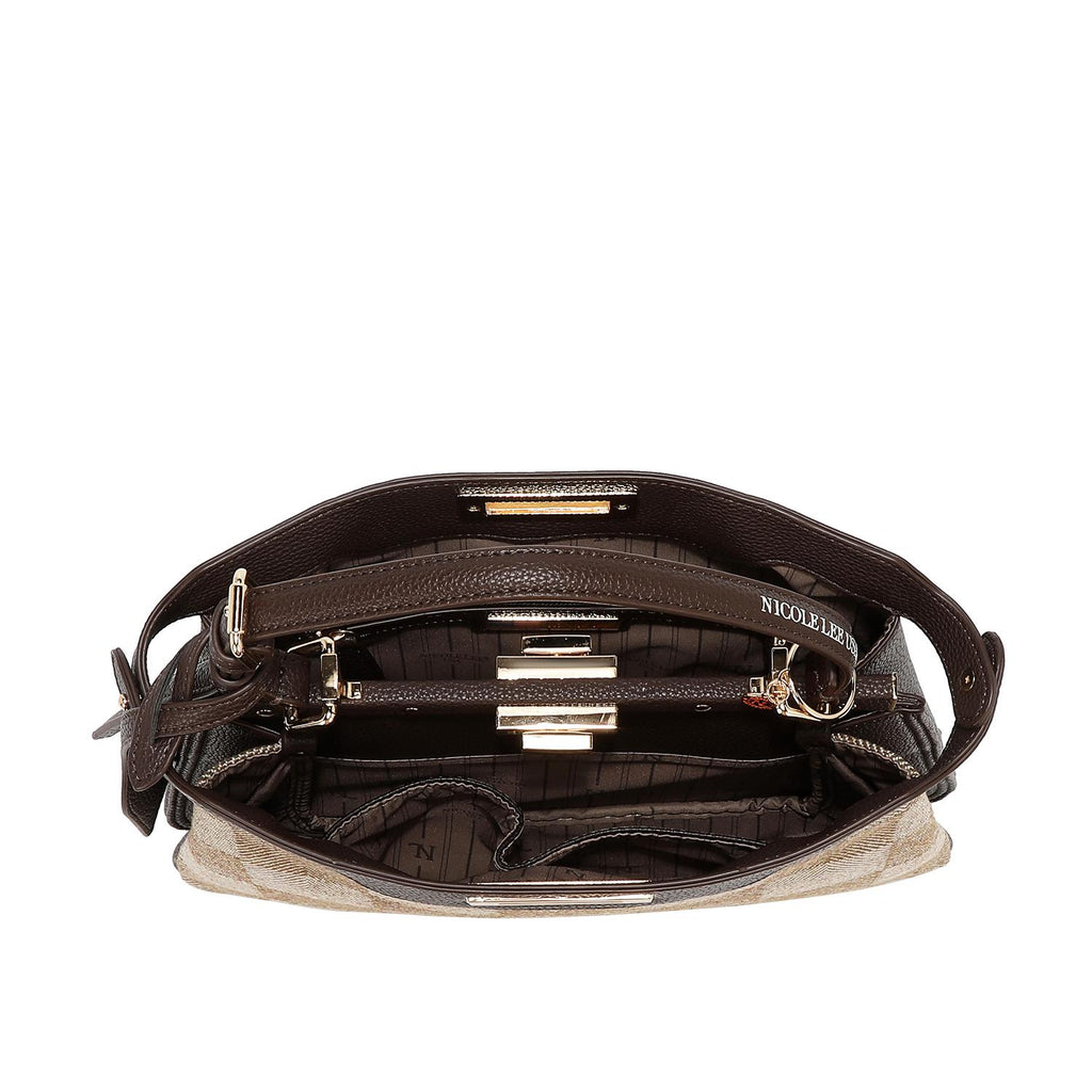 Bolsa de hombro Nicole Lee estampado de cuadros FW25