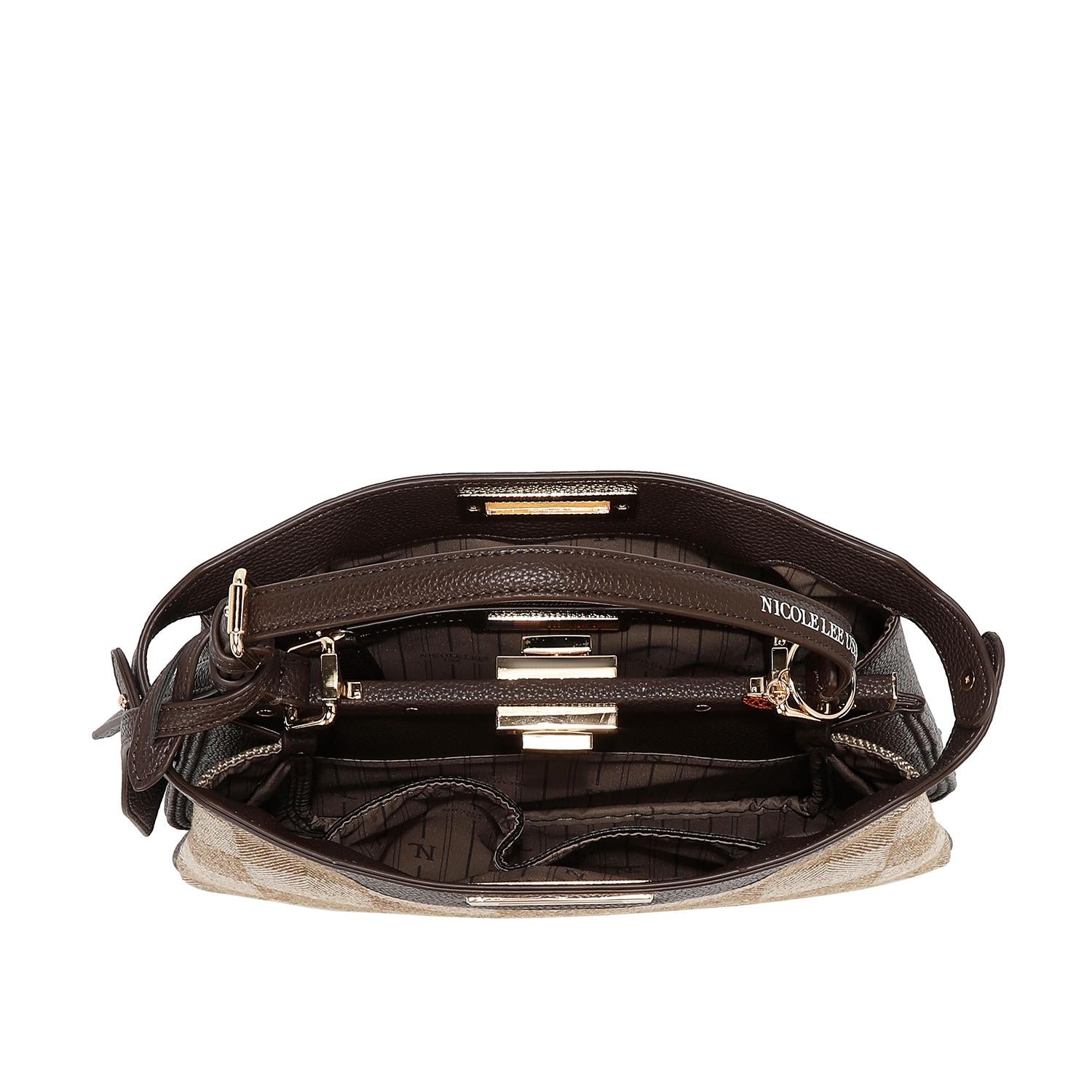Bolsa de hombro Nicole Lee estampado de cuadros FW25
