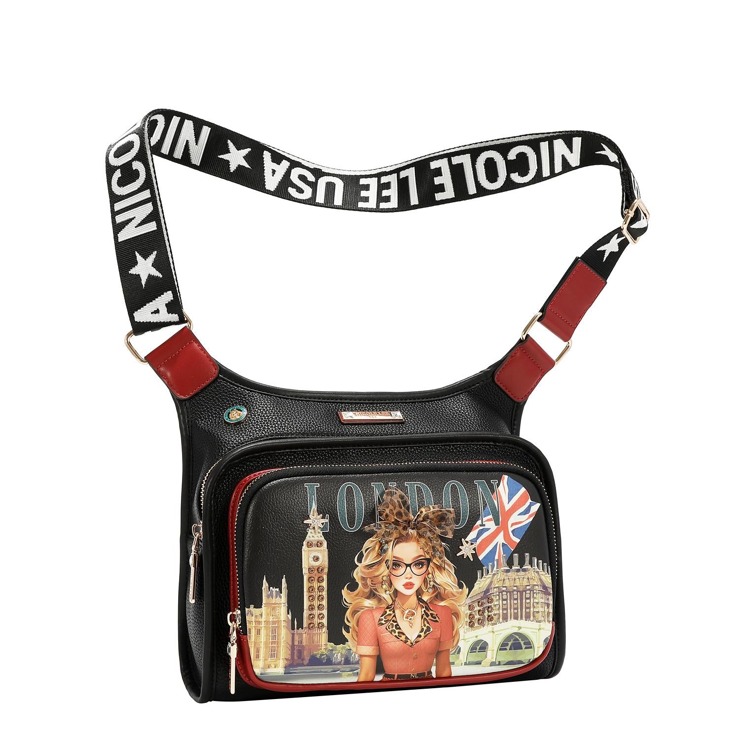 Bolsa Crossbody Nicole Lee Correa Ajustable London Eye FW26