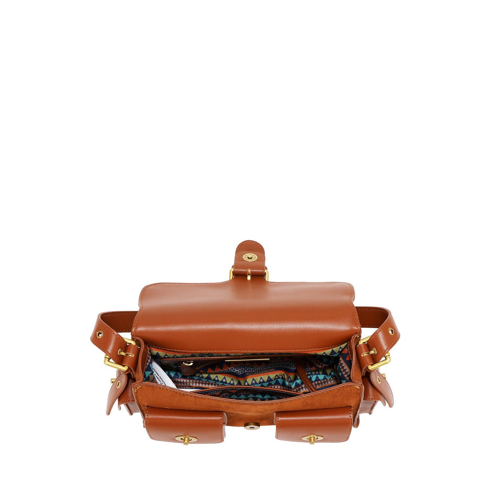 Bolsa mensajera Nicole Lee de gamuza con flores y hojas FW25