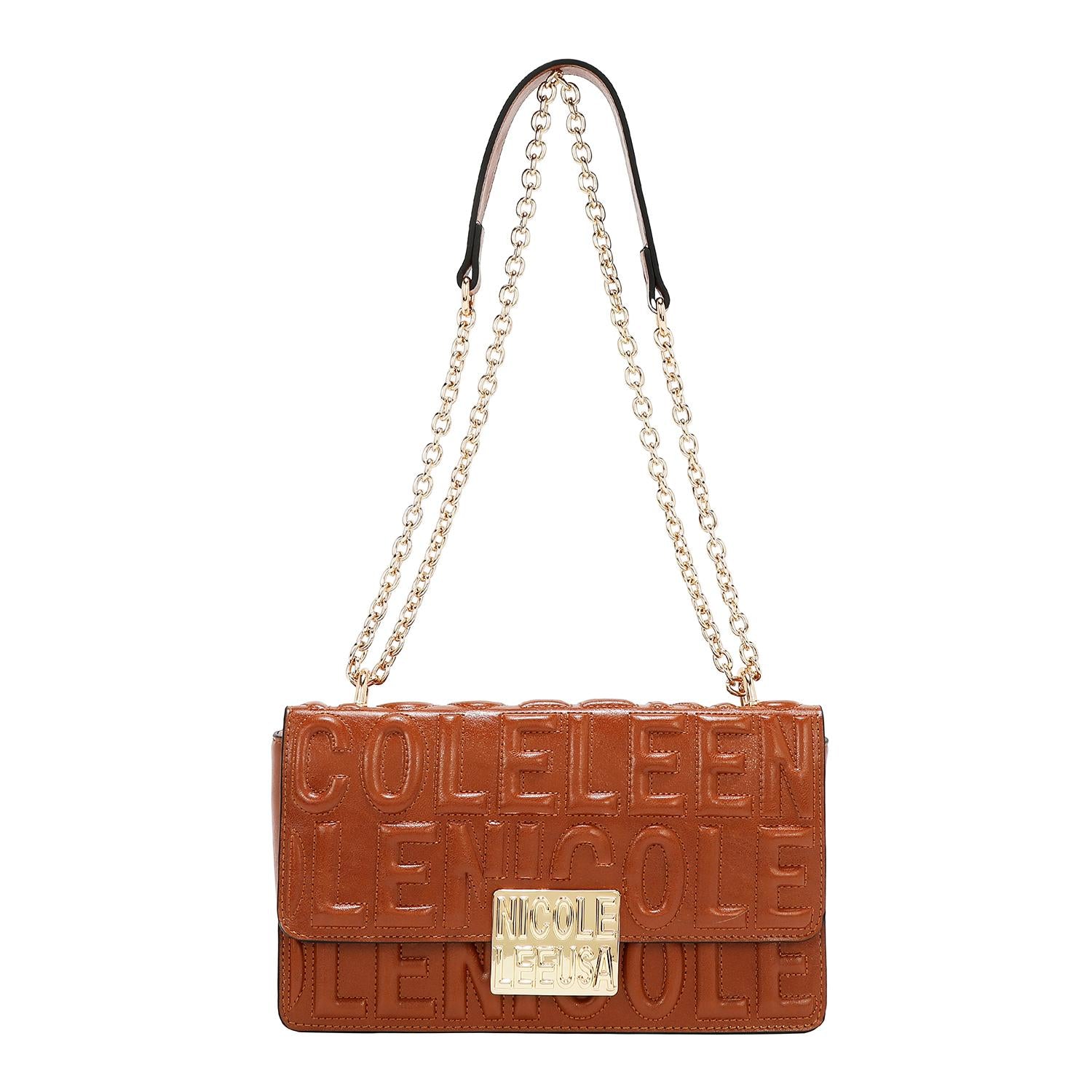 Bolsa shoulder Nicole Lee en relieve y correa de cadena FW25