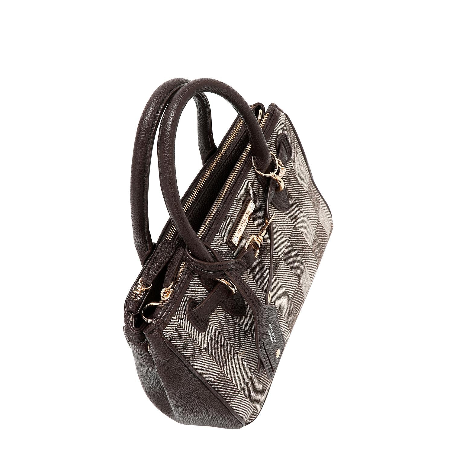 Bolsa satchel Nicole Lee estampado de cuadros FW25