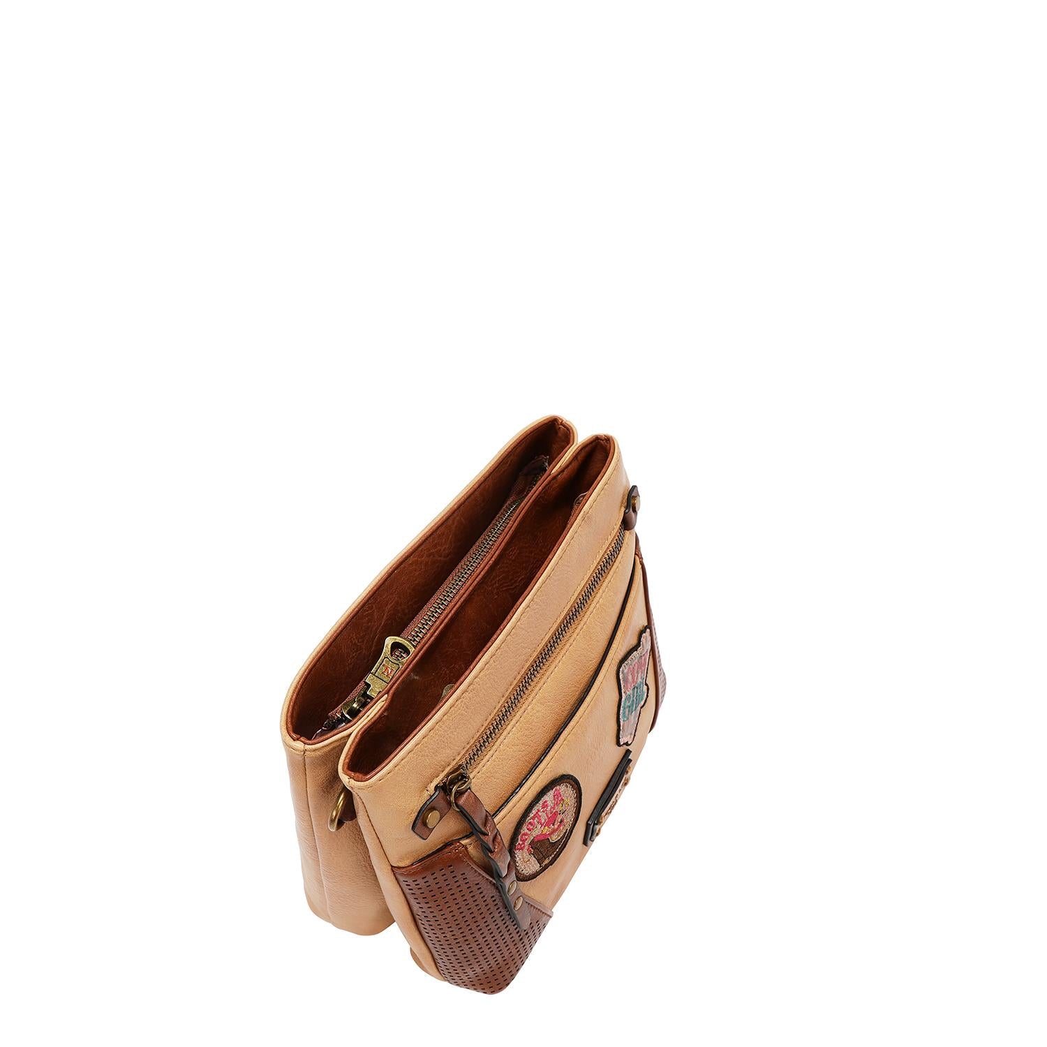 Bolsa cruzada Nicole Lee vintage con parches FW25