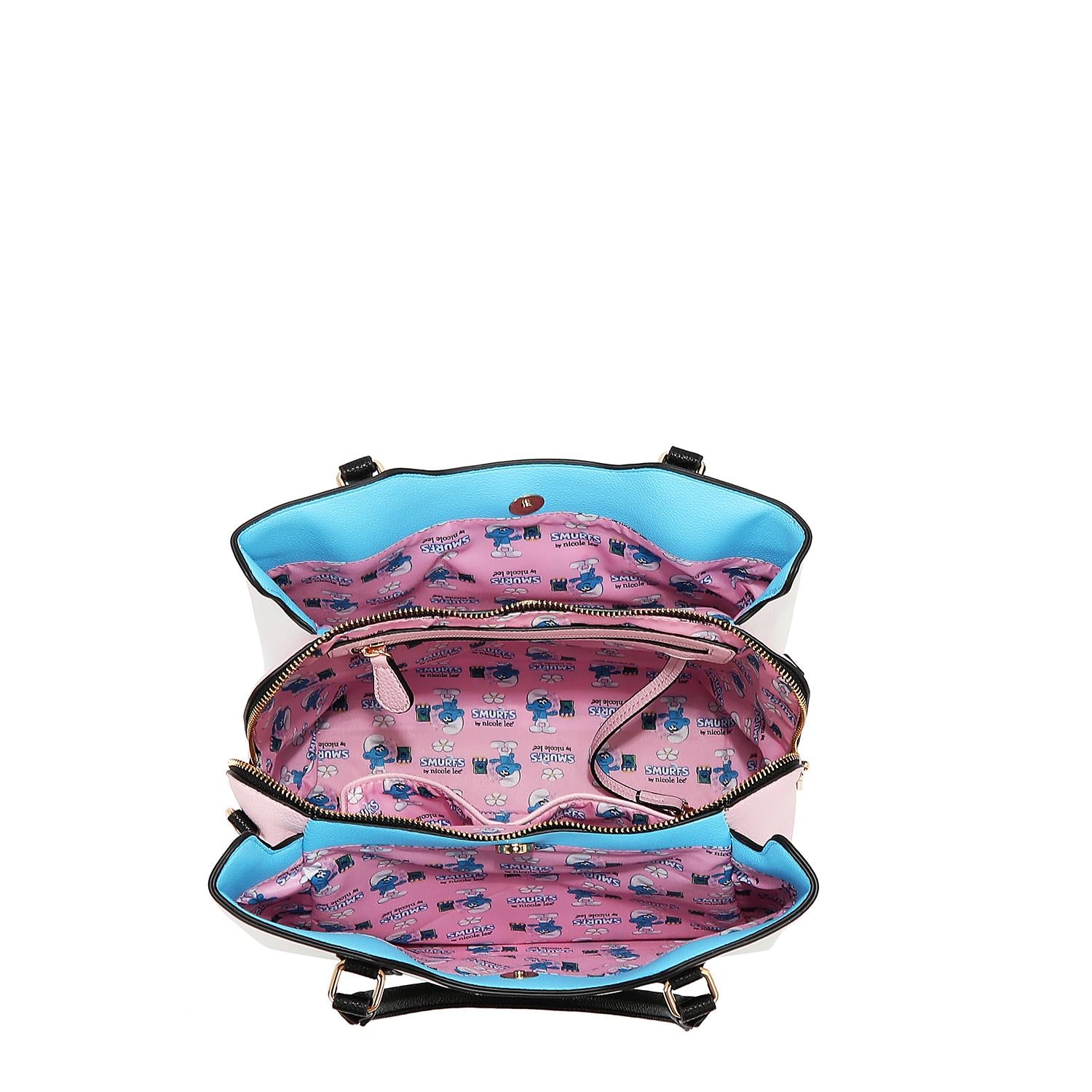 Bolsa Cuadrada Estampada Smurfs by Nicole Lee FW25