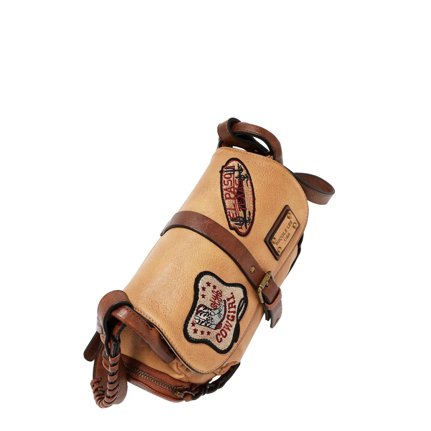 Bolsa mensajera Nicole Lee vintage con parches FW25