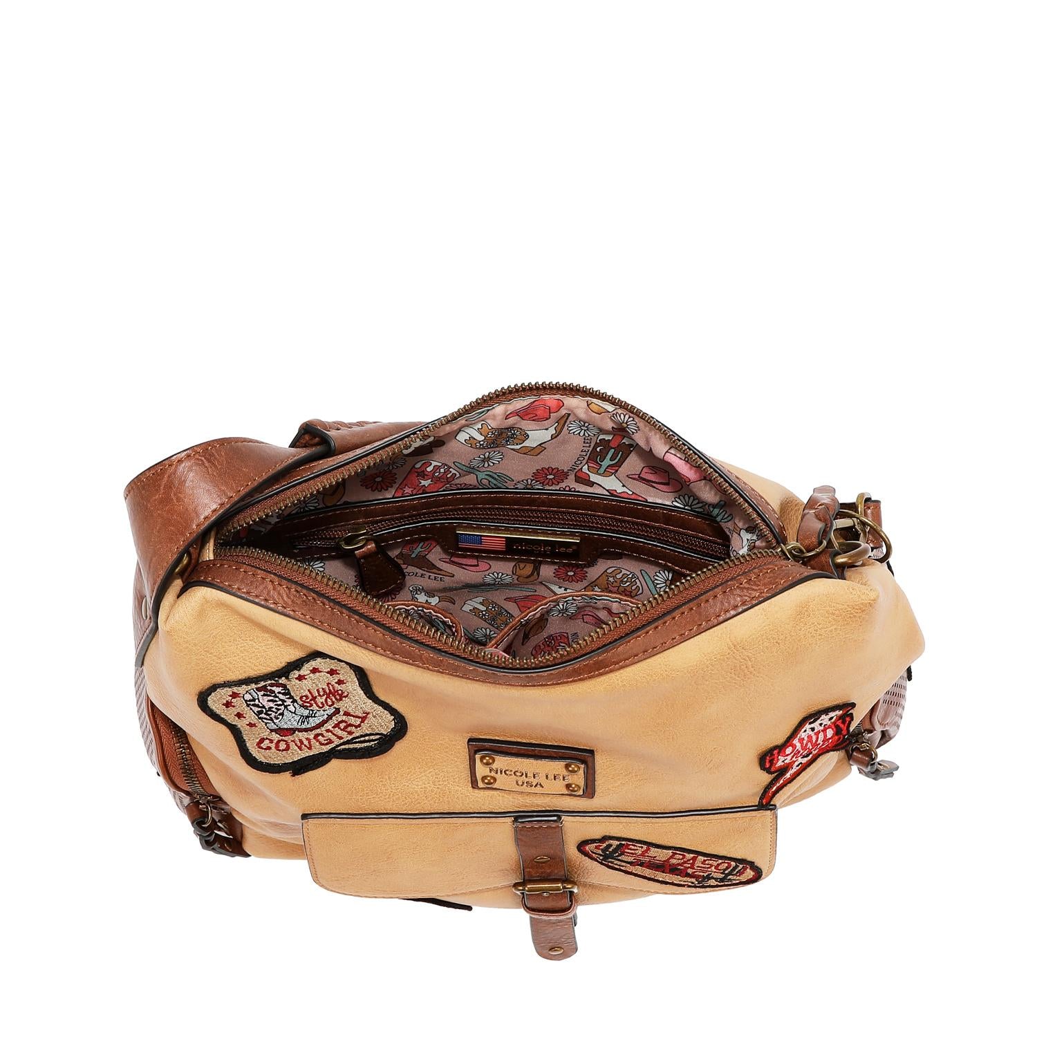Bolsa shopper Nicole Lee vintage con parches FW25