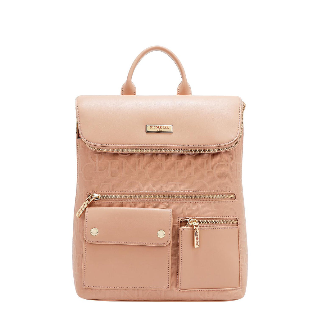 Mochila Nicole Lee Con Relieve Y Bolsitas Al Frente Fw25