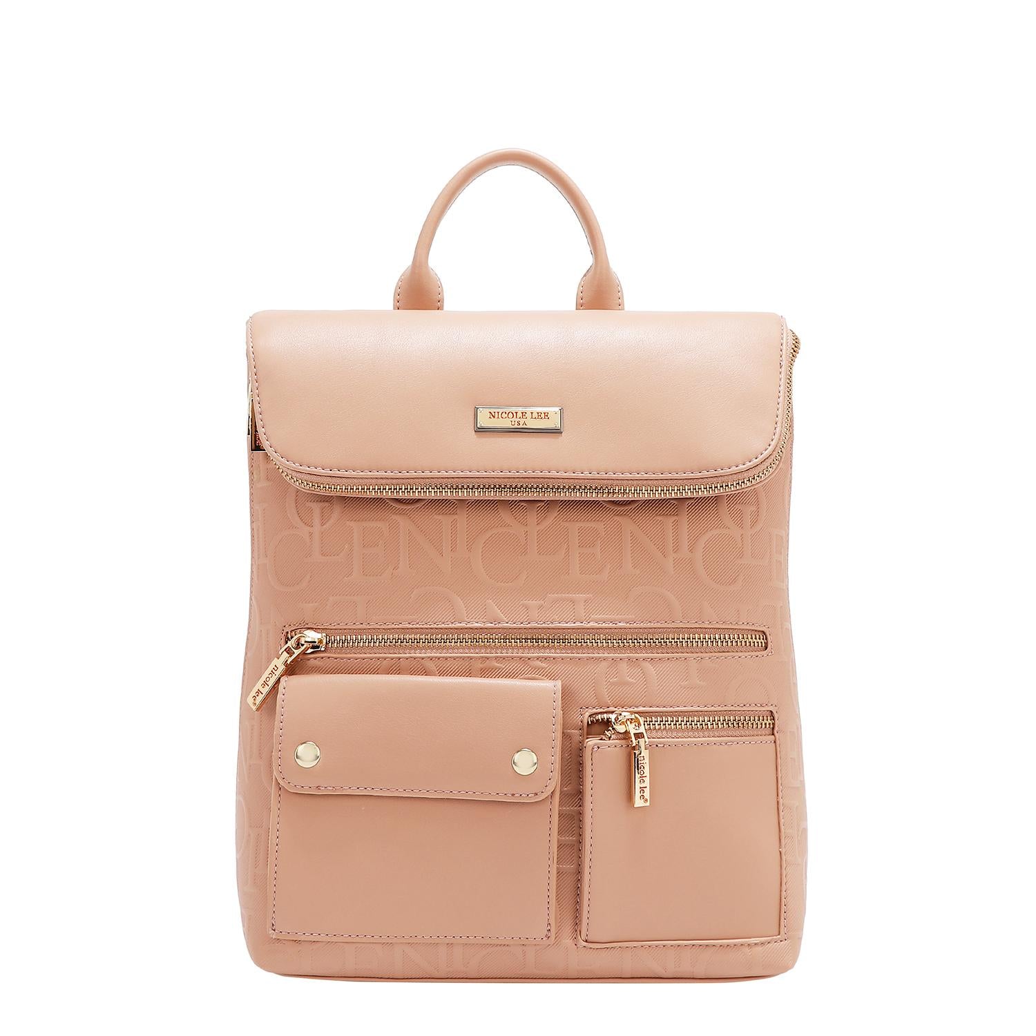 Mochila Nicole Lee Con Relieve Y Bolsitas Al Frente Fw25