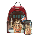 Mochila Nicole Lee De Nylon Con Bolsita London Eye FW26