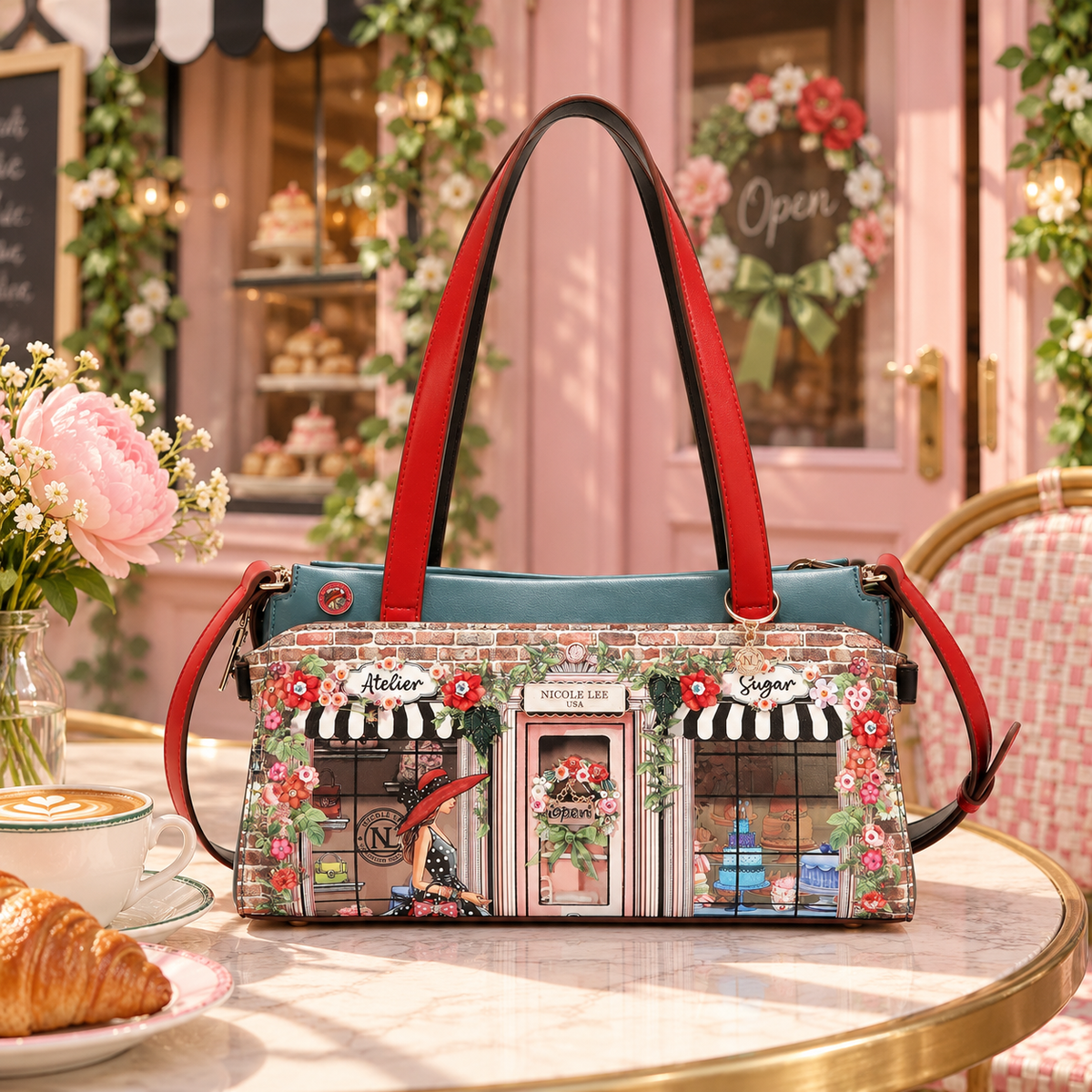 Bolsa Baguette Nicole Lee Con Pedreria Print Sugar Day FW26