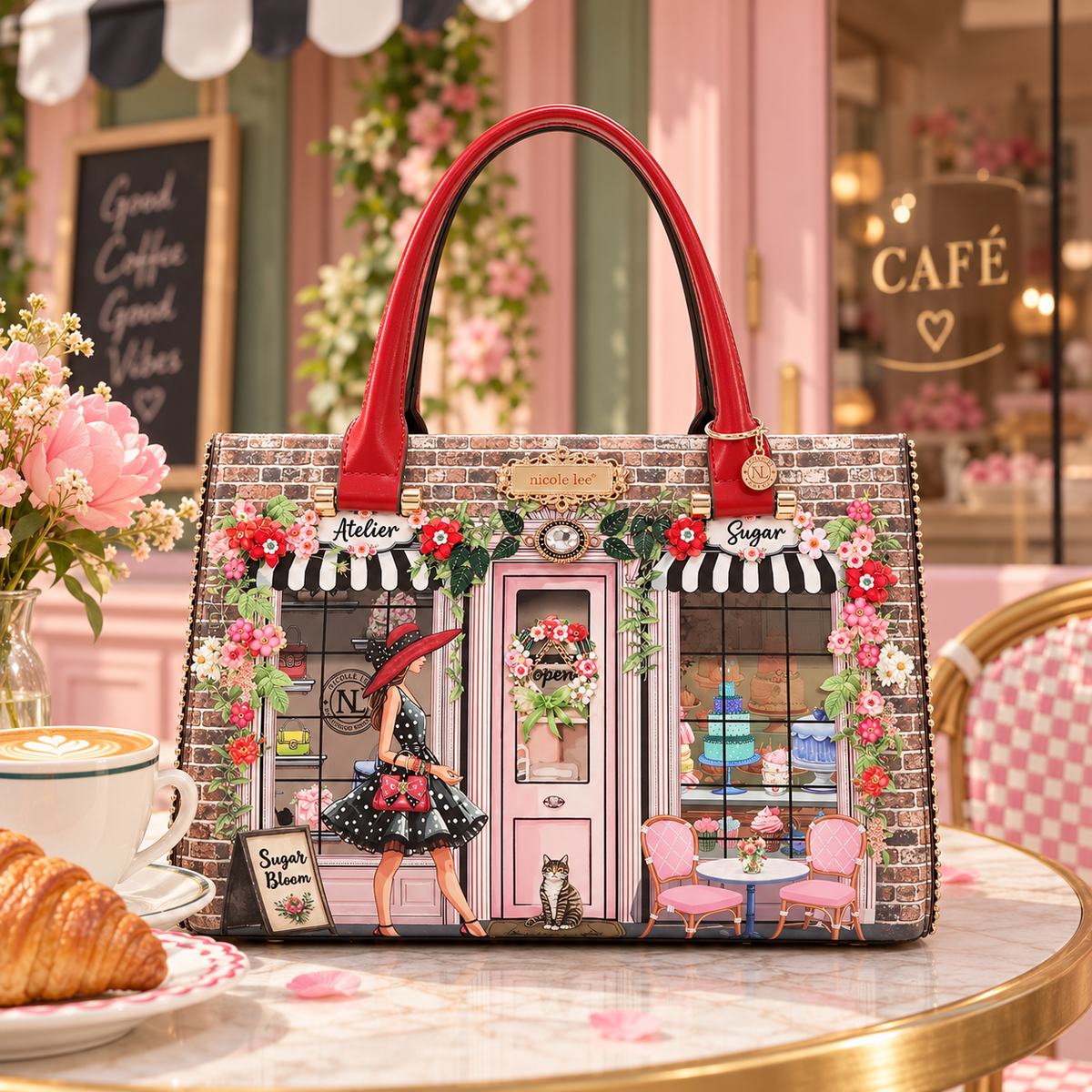 Bolsa Cuadrada Nicole Lee Con Pedreria Sugar Day FW26