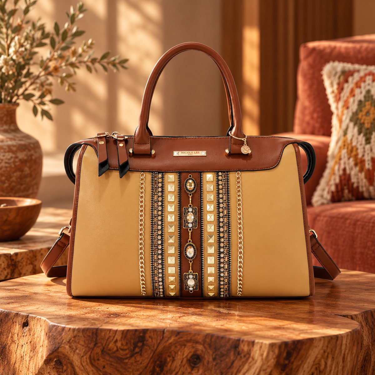 Bolsa Boston Nicole Lee Con Pedreria Jewel Y Stud FW26
