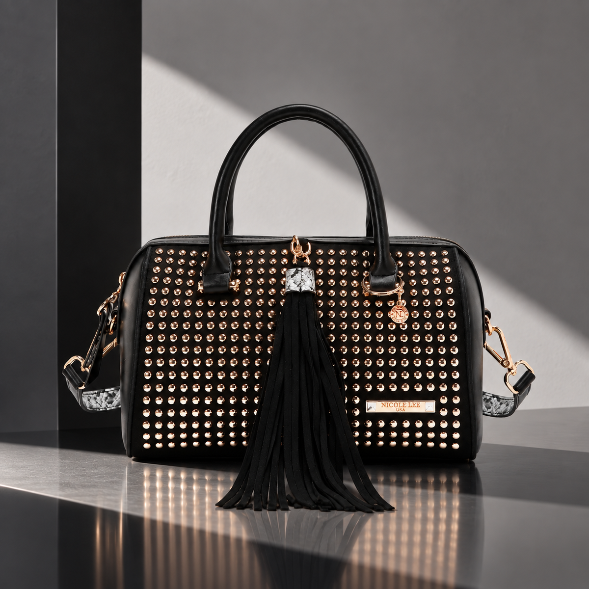 Bolsa Boston Nicole Lee Con Tachuelas Studded Glam FW26