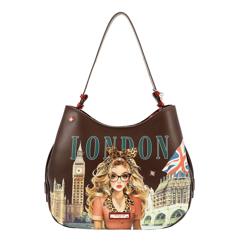 Bolsa Estilo Hobo Nicole Lee Estampado London Eye FW26