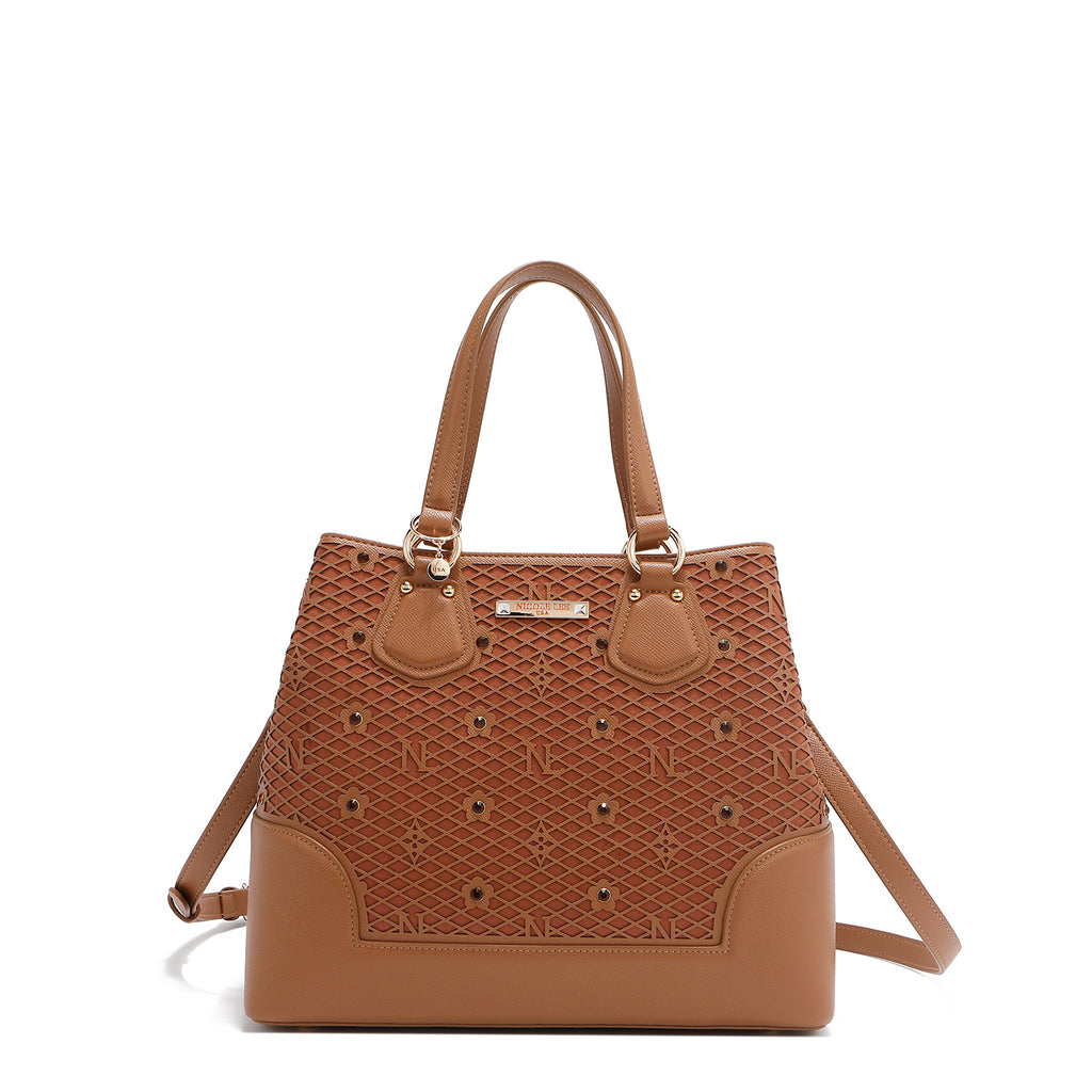 Bolsa Satchel de Nicole Lee de Corte Laser y Pedrería SS25
