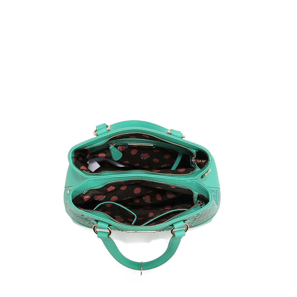 Bolsa Satchel de Nicole Lee de Corte Laser y Pedrería SS25