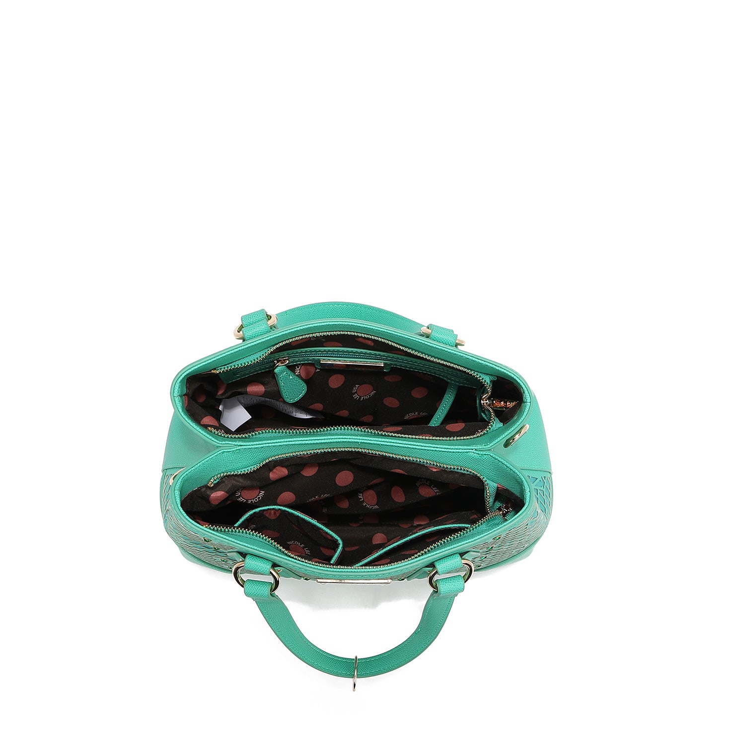 Bolsa Satchel de Nicole Lee de Corte Laser y Pedrería SS25