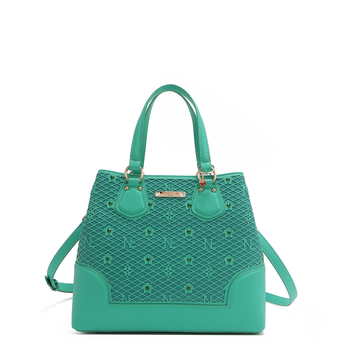 Bolsa Satchel de Nicole Lee de Corte Laser y Pedrería SS25