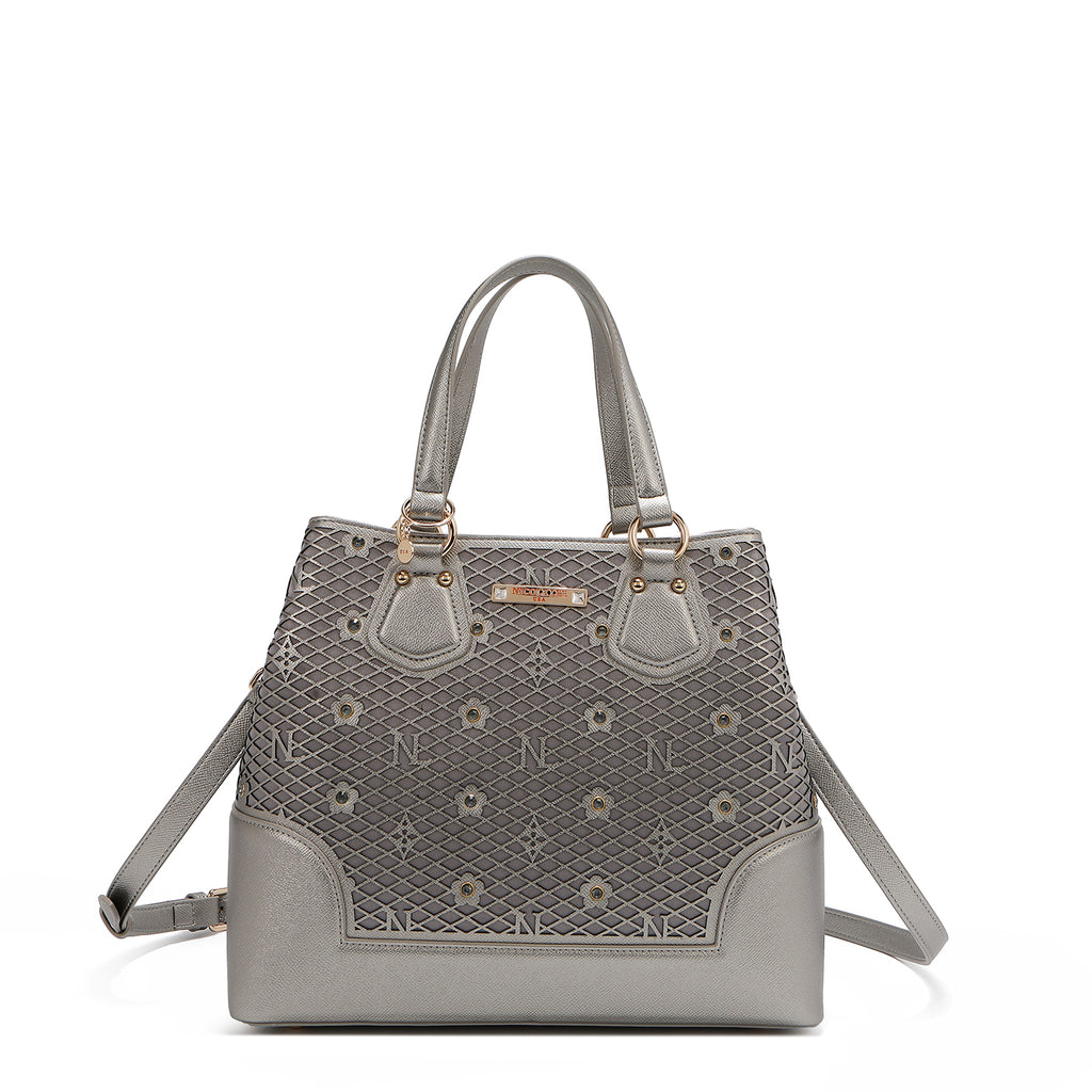Bolsa Satchel de Nicole Lee de Corte Laser y Pedrería SS25
