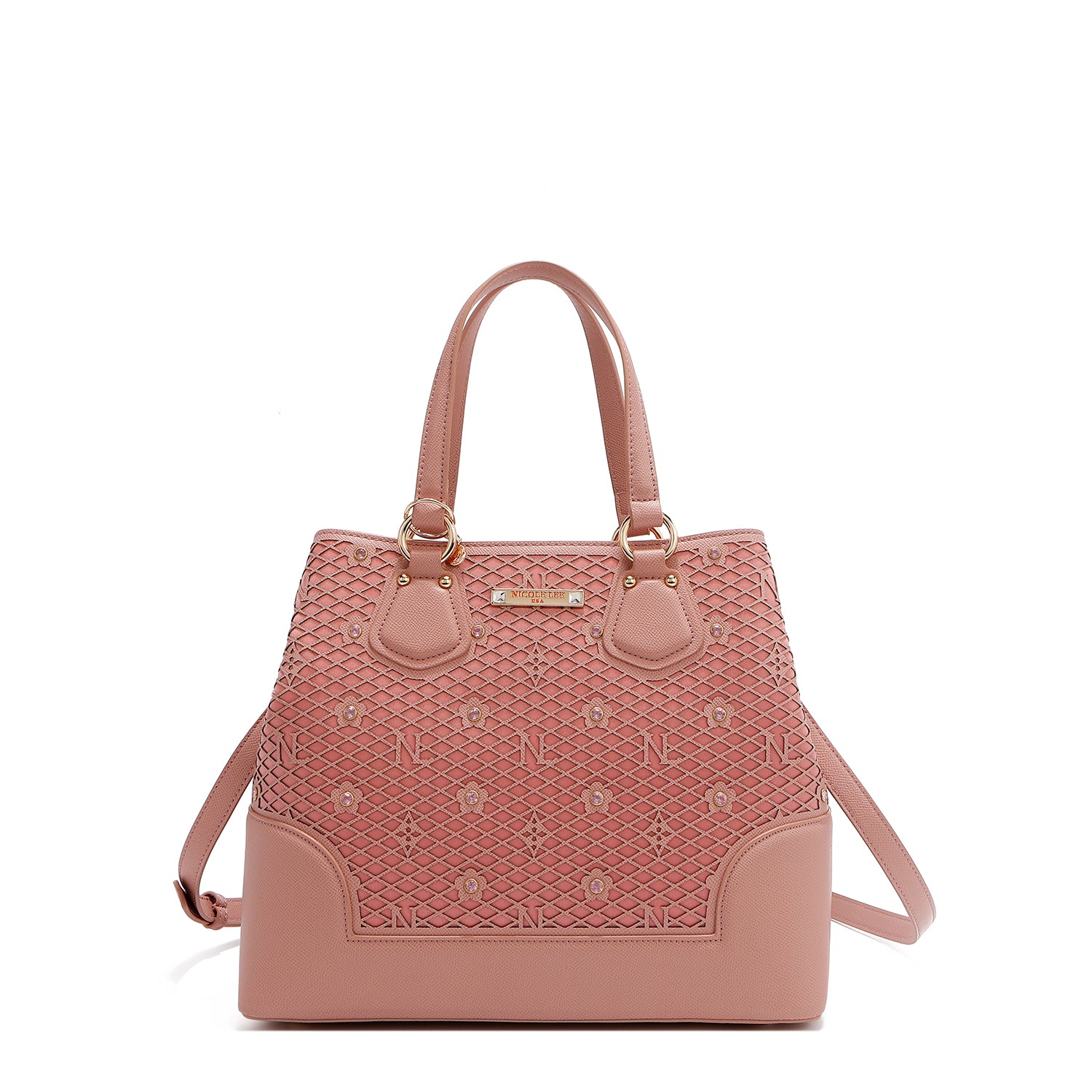 Bolsa Satchel de Nicole Lee de Corte Laser y Pedrería SS25