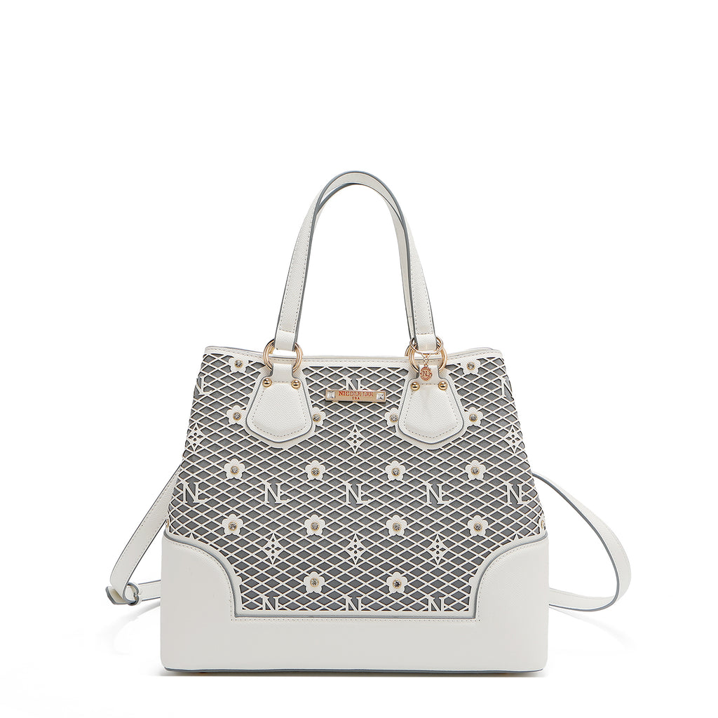 Bolsa Satchel de Nicole Lee de Corte Laser y Pedrería SS25