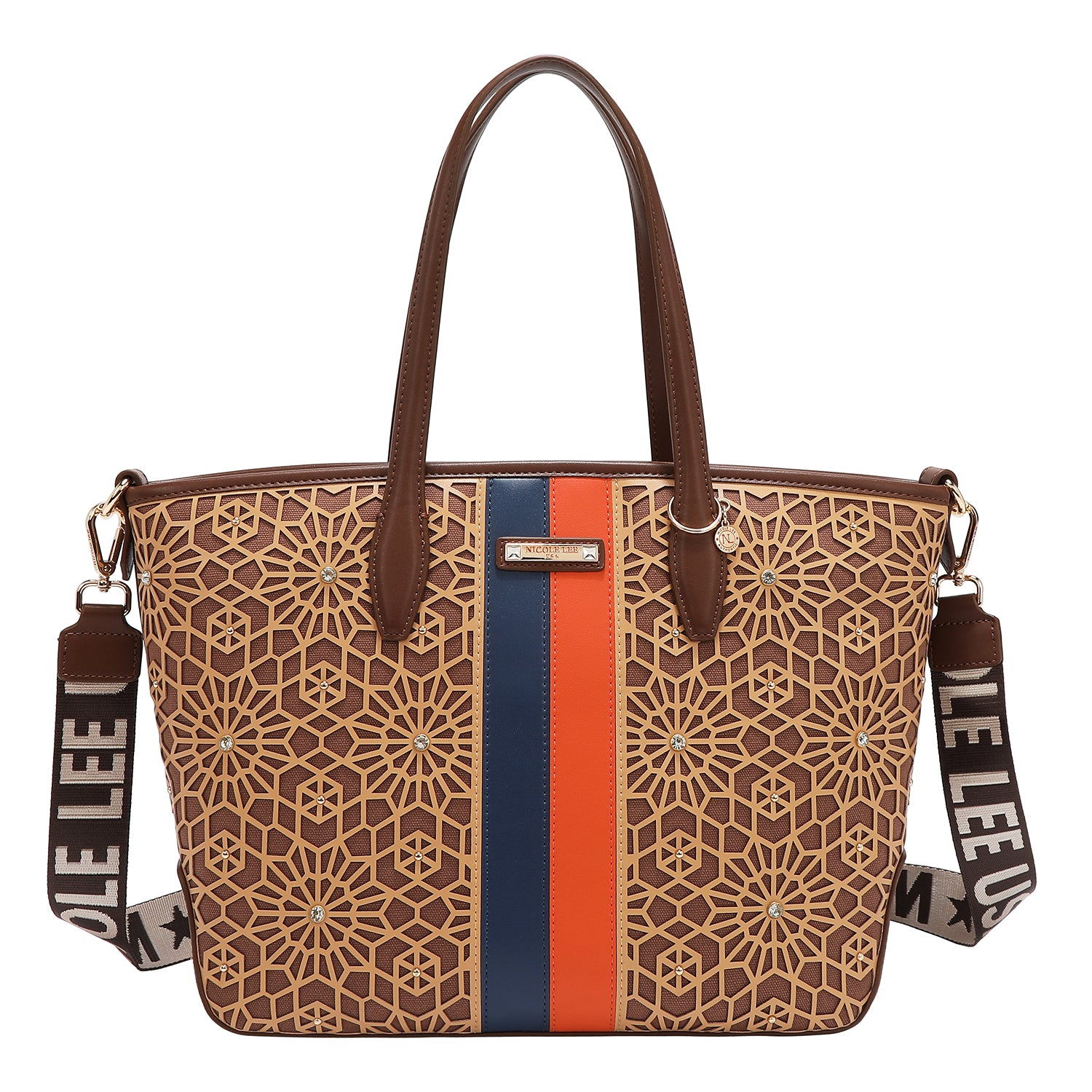 Bolsa Tote Nicole Lee Corte Láser Y Pedrería FW25
