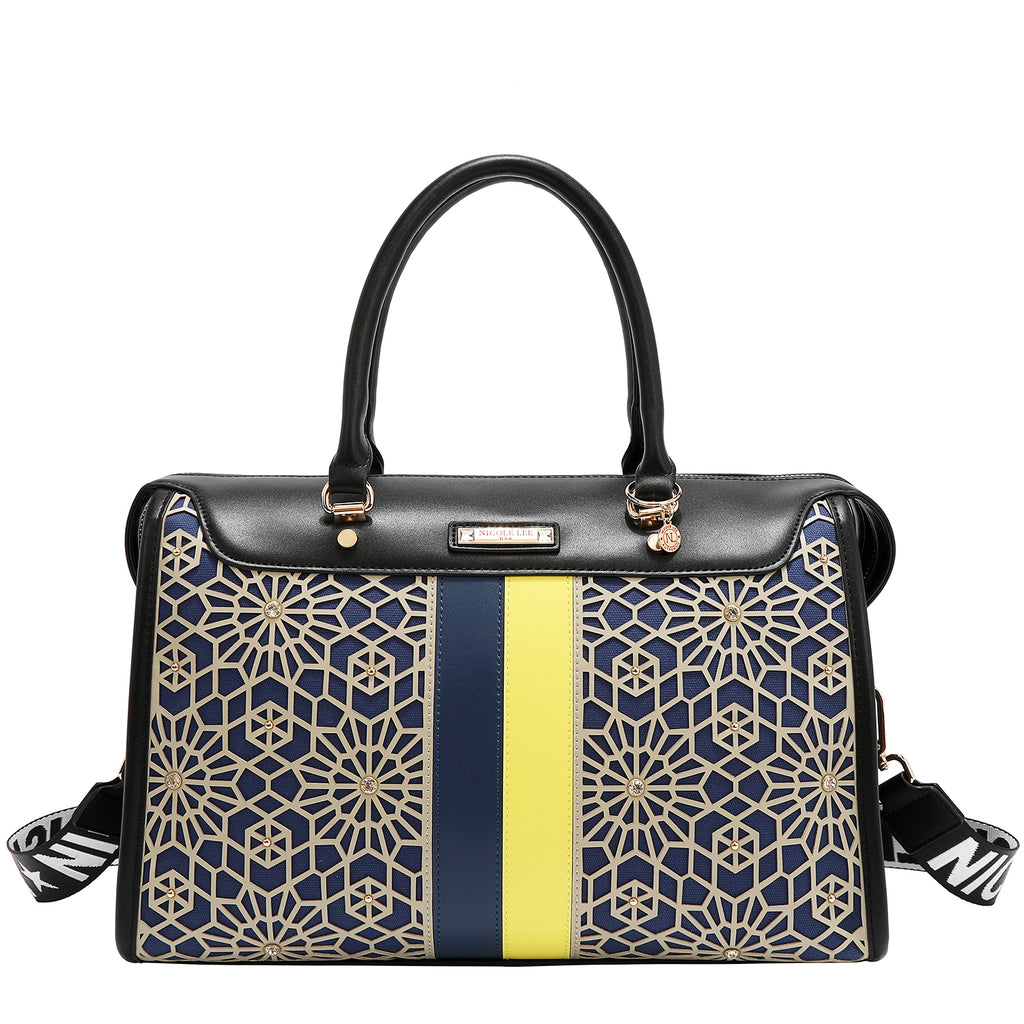 Bolsa boston Nicole Lee en corte láser y pedrería FW25