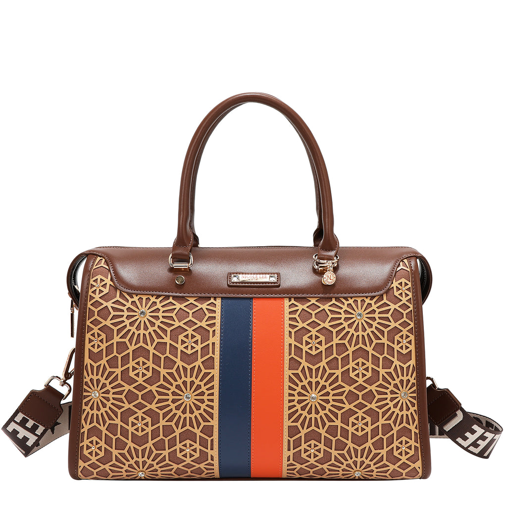 Bolsa boston Nicole Lee en corte láser y pedrería FW25