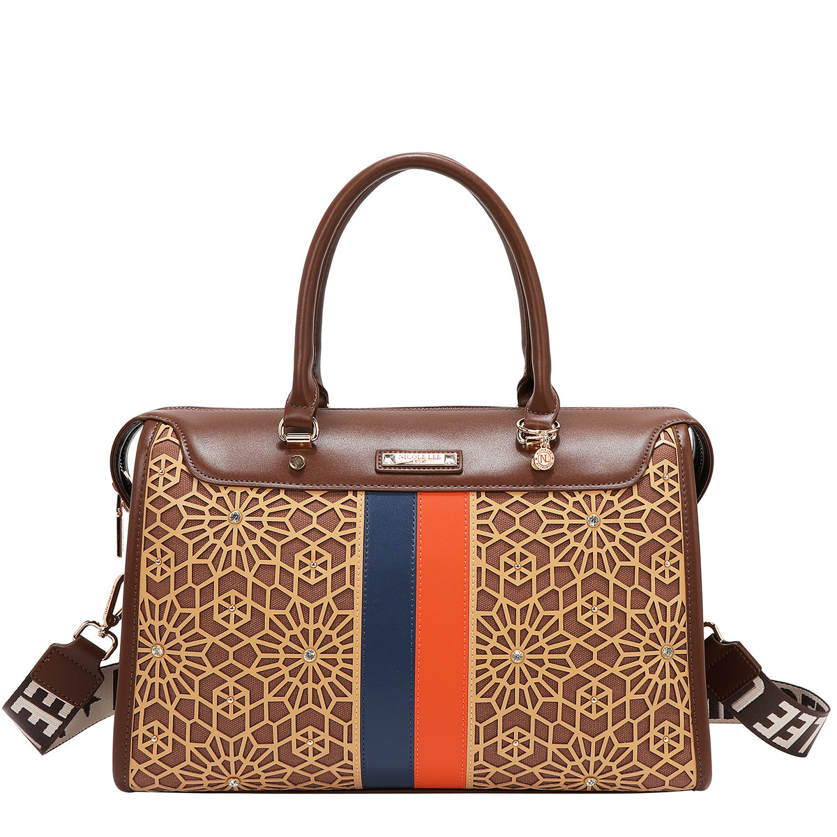 Bolsa boston Nicole Lee en corte láser y pedrería FW25