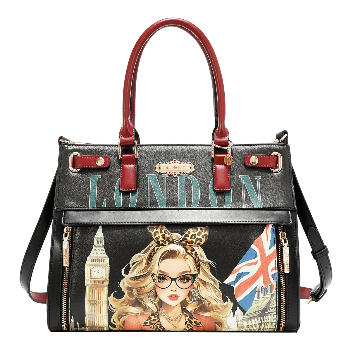 Bolsa Tote Nicole Lee Con Bolsillo Frontal London Eye FW26