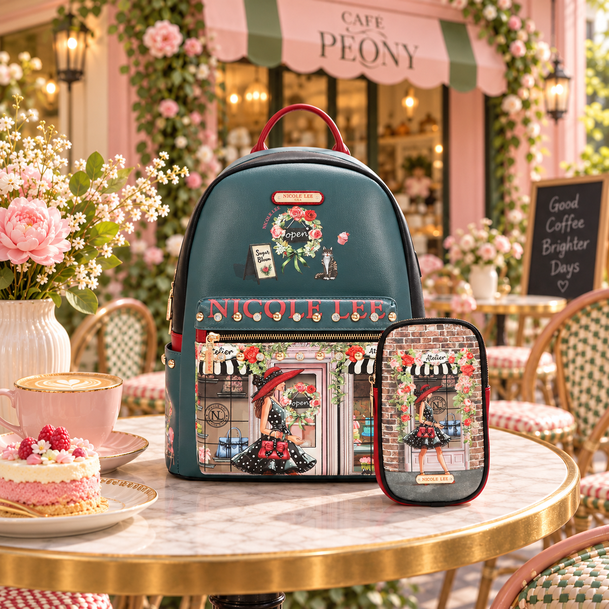 Mochila Con Puerto USB Nicole Lee Print Sugar Day FW26
