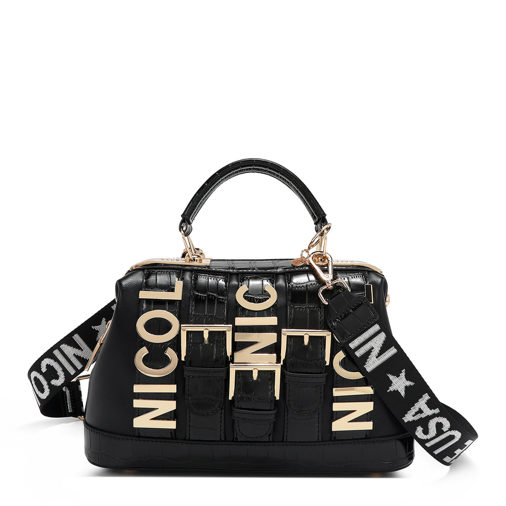 Bolsa de Mano Nicole Lee Con Cinturon de Hebilla Metálica